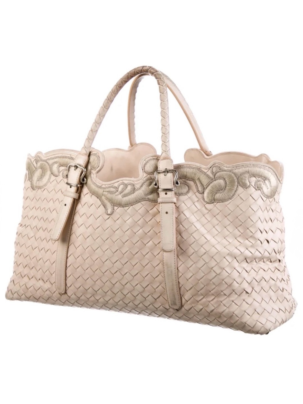 Bottega Veneta Embroidered Nappa Leather Intrecciato Tote Shoulder Bag - Picture 4 of 15